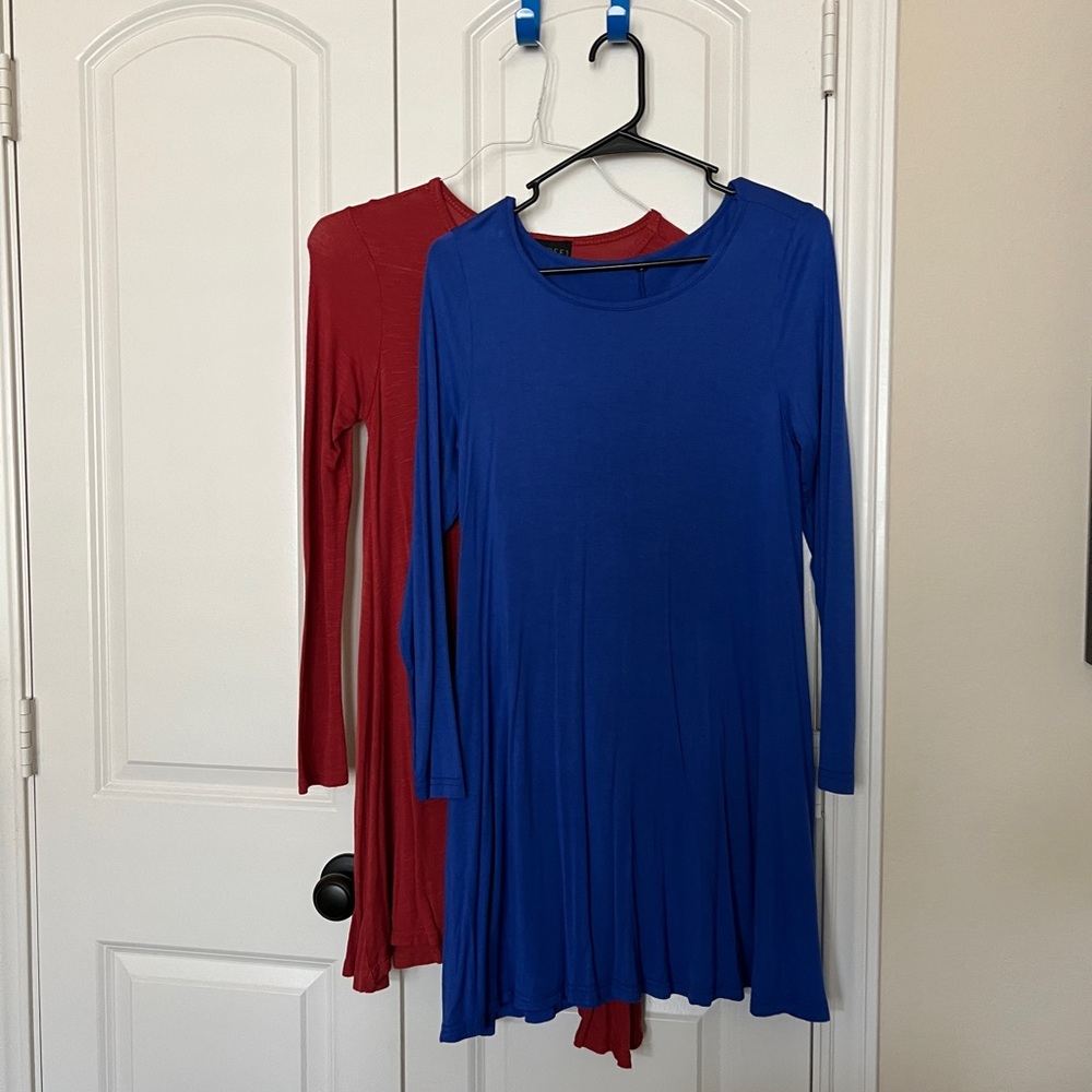Bundle of 2 long sleeve swing dresses